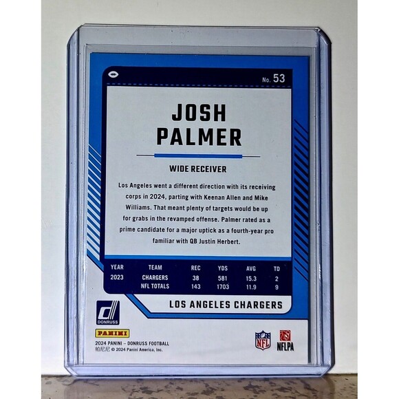 Josh Palmer 2024 Panini Donruss NFL #53 Press Proof Card Los Angeles Chargers - Picture 2 of 2